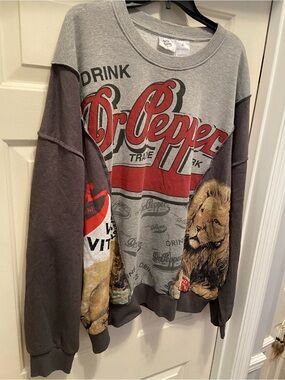 Dr Pepper Sweatshirt XL 1X 2X 3X Up cycle Look NWT